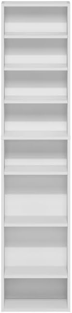 Adjustable Shelves Multimedia Storage Tower Rack with Spacious Media Organization, Durable Design, Versatile Rack for DVDs, CDs, Games, and More White/8 Tier Narrow