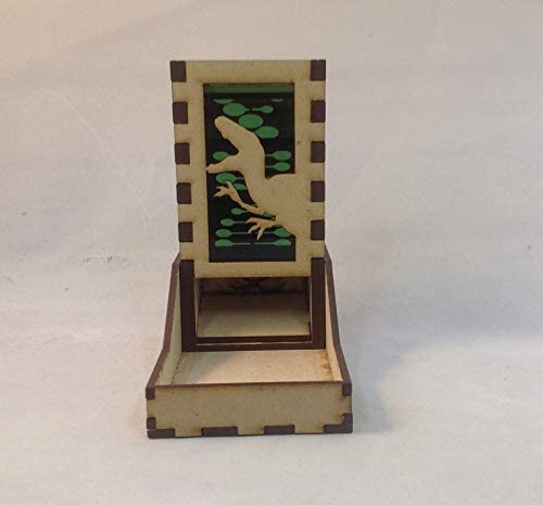 Raptor Mini Dice Tower v1 Green Acrylic Window Laser Cut MDF Unique Gift