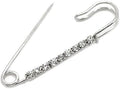 HOUSWEETY 10 Pcs Safety Pins Encrusted with White Rhinestone 6.5x1.8 cm - Personalized Design - Charm for Fashion