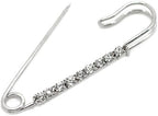 HOUSWEETY 10 Pcs Safety Pins Encrusted with White Rhinestone 6.5x1.8 cm - Personalized Design - Charm for Fashion