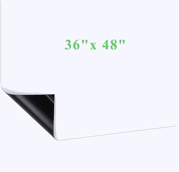 White Board Sticker Adhesive Backing, 48" x 36" Magnetic Dry Erase Board Contact Paper Stick on Wall, Whiteboard Sheet for Teacher Kids Classroom, Include Markers, Eraser with Magnet