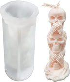 TOPYS 3D Skull Candle Silicone Mold Halloween Party Supplies DIY Resin Skull Mould for Plaster Decoration Clay Soap Making Cake Fondant Mould Festival Gifts