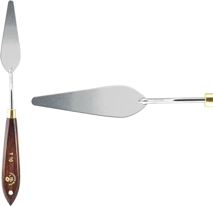 Creative Mark Stainless Steel Palette Knife Painting Tools - Paint Palette with Wooden Handle - Variety of Shapes and Sizes - 10T, 3-1/4 in