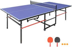 4.5FT/6FT/8FT Mid-Size Table Tennis Table Ping-Pong Table Set Foldable & Portable Table Indoor Outdoor for Family Game