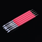 4PCS Double-Ended Metal Ceramic Clay Ball Stylus Dotting Tools and 5PCS 2 Way Silicone Polymer and Embossing Paper Flower Indentation Tool for Drawing