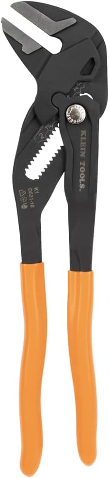 Klein Tools D53110 Compact Plier Wrench, High Leverage Multi-Use Adjustable Plier Wrench with Smooth Jaws, 10-Inch