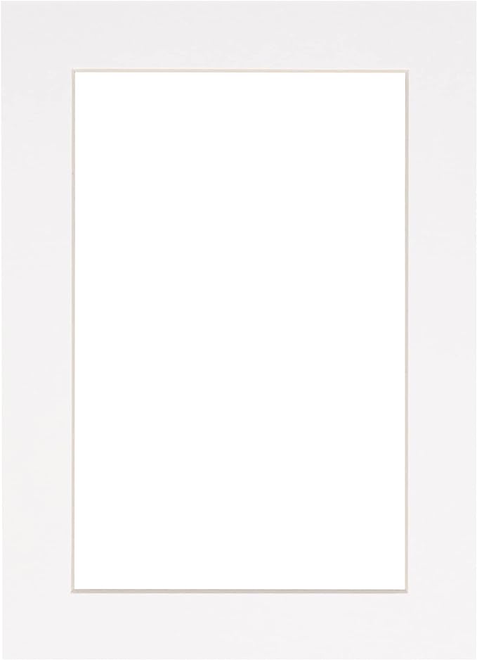 8x10 Mat Bevel Cut for 5.5x8.5 Photos - Acid Free White Precut Matboard with Backing Board and Crystal Clear, Self Seal Photo Mat Bag - for Pictures, Photos, Framing - 4-ply Thickness