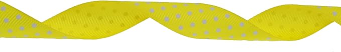 Polka Dot Grosgrain Ribbon 25 Yard Each Roll 100% Polyester (3/4", Yellow)