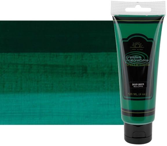 Creative Inspirations Acrylic Paint - Deep Green - 120 mL Tube - Smooth & Creamy Consistency, Vibrant Pigmentation, Great Coverage for Artists - Clean Up with Soap & Water
