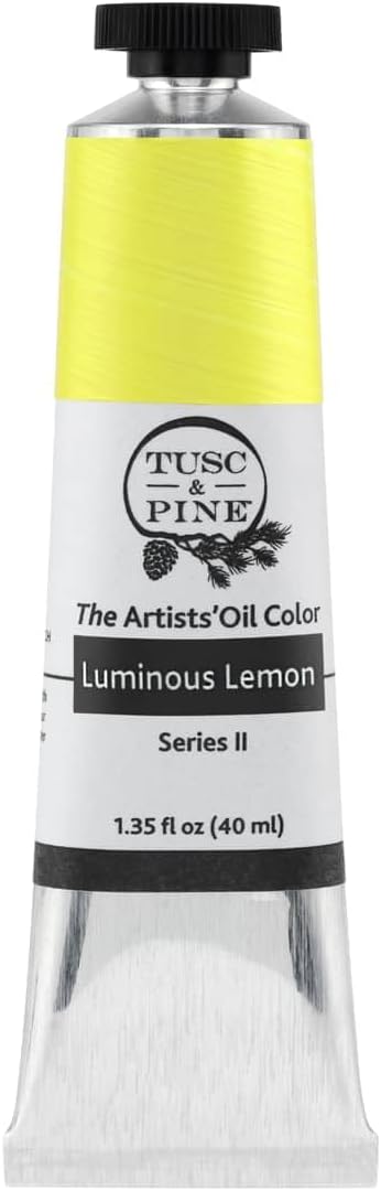 Tusc & Pine Artist Oil Paint - Luminous Lemon, 40 ml, Non-Yellowing, Rich & Creamy Consistency, Maximum Pigment Load, Small Batch Milled Oil Paints Made in the USA for Professional Artists