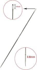 Marcobrothers 12" Professional Upholstery Large Eye Long Needle, Easy to Thread, with 2 Roll 284 Yard 150D 1mm-Width Leather Sewing Waxed Thread, Black (12 inch X 2)