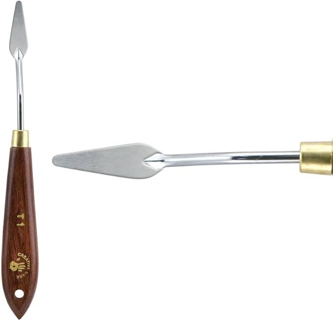 Creative Mark Stainless Steel Palette Knife Painting Tools - Paint Palette with Wooden Handle - Variety of Shapes and Sizes - 1T, 1-1/4 in