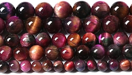 32pcs 12mm Top AAA Natural Tiger Eye Beads for Jewelry Making Rose Red Starry Sky Tiger Eye Stone Round Loose Beads DIY Bracelet Necklace Earrings