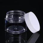 SATINIOR 12 Pack 1 oz Plastic Container Jars with Lids Round Clear Travel Cosmetic Container Slime Jars for Toiletries, Lotion, Cream, Ointments, Makeup, Rhinestone, Samples, Kitchen Storage(White)