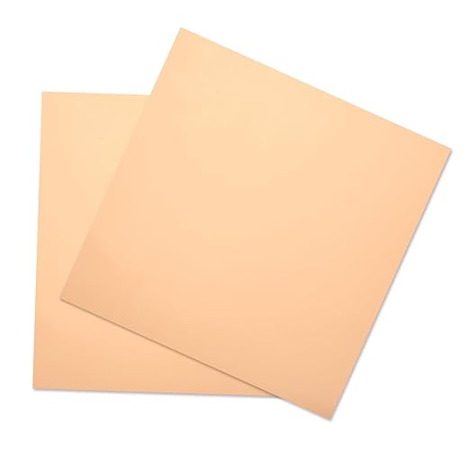 2PCS Pure Copper Sheet 12”x 12”x 0.02”, 24 Gauge(0.5mm) Thickness, 99.9% Cu Metal, Film Attached Copper Plates, Copper Plate Sheet for Crafts DIY Decoration