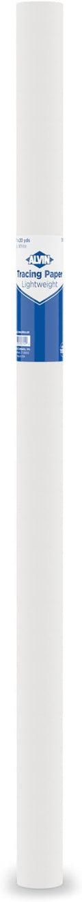 ALVIN 55W-D Lightweight Tracing Paper Roll, White, Suitable with Ink, Charcoal, Felt Tip Pen, for Sketching or Detailing - 24 Inches, 20 Yards, 1-inch Core