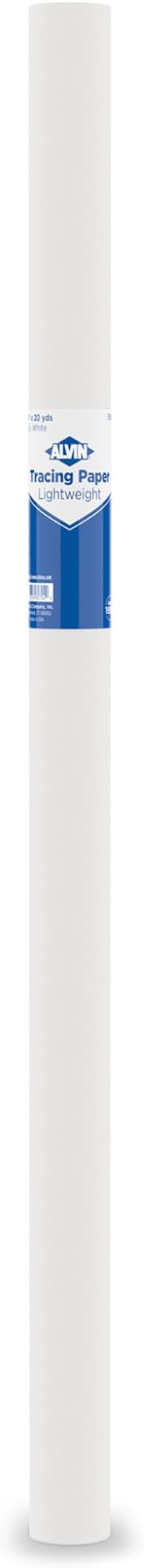 ALVIN 55W-D Lightweight Tracing Paper Roll, White, Suitable with Ink, Charcoal, Felt Tip Pen, for Sketching or Detailing - 24 Inches, 20 Yards, 1-inch Core