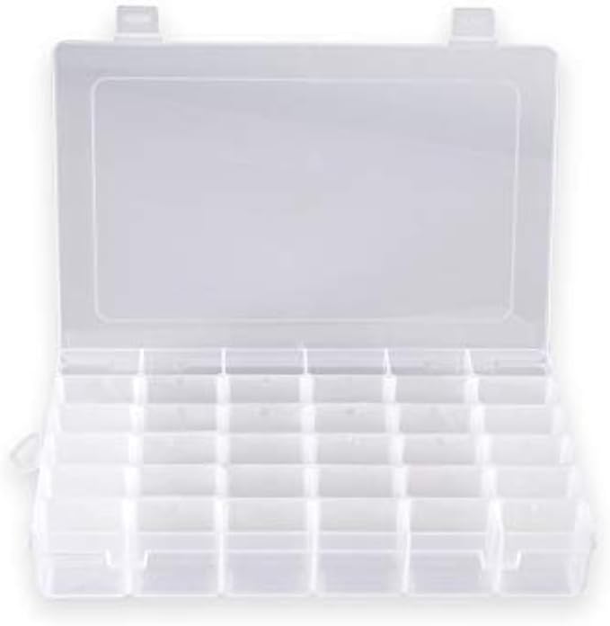 Plastic Organizer Container Box 36 Compartments Jewelry Storage Box with Adjustable Dividers (1 Pack)