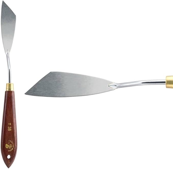 Creative Mark Stainless Steel Palette Knife Painting Tools - Paint Palette with Wooden Handle - Variety of Shapes and Sizes - 38T, 2-3/4 in