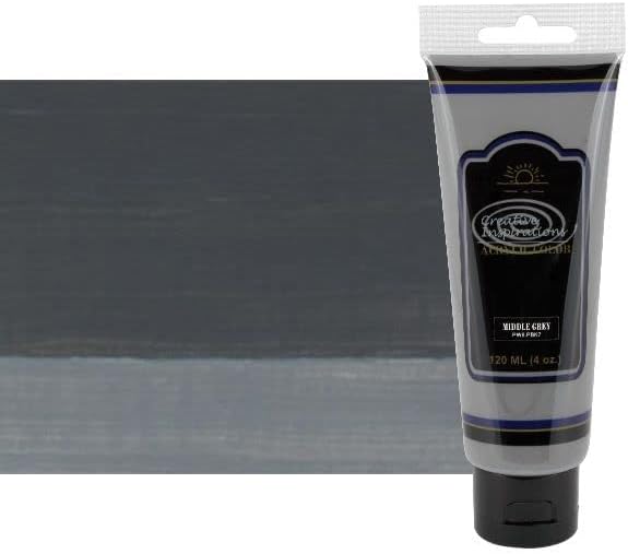 Creative Inspirations Acrylic Paint - Middle Grey - 120 mL Tube - Smooth & Creamy Consistency, Vibrant Pigmentation, Great Coverage for Artists - Clean Up with Soap & Water