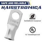 haisstronica 10pcs 2/0 AWG - 5/16"(M8) Tinned Copper Battery Lugs