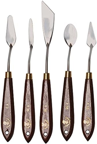 Creative Mark Stainless Steel Palette Knife Painting Tools - Paint Palette with Wooden Handle - Variety of Shapes and Sizes - Collection 5C, Set