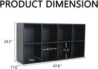 Wooden 8 Cube Storage Organizer with Closed Back Panel,White Shelf Heavy Duty Cubby Storage Organizer with Compartments for Living,Display Shelf,Bookshelf (Black, 8-Cube)