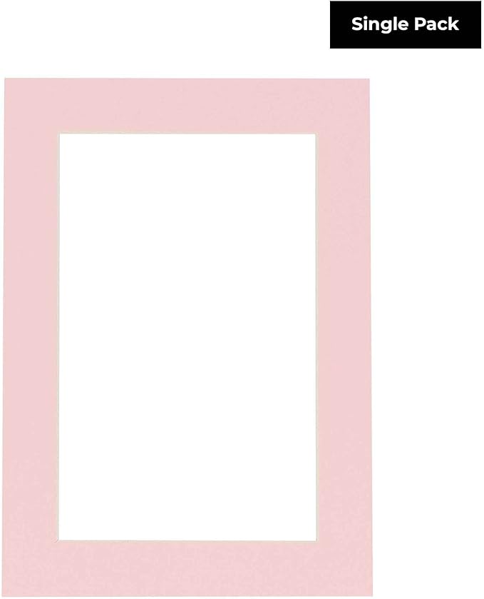 8.5x11 Mat Bevel Cut for 7x9 Photos - Acid Free Soft Pink Precut Matboard - For Pictures, Photos, Framing - 4-ply Thickness
