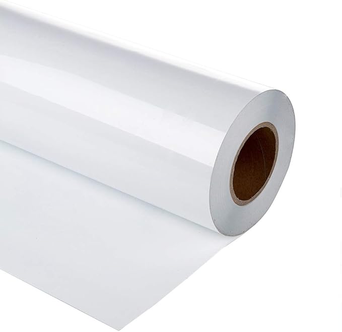 guangyintong Heat Transfer Vinyl White HTV Rolls, 12" x 10ft White HTV Iron on Vinyl for T-Shirts, Matte Surface for All Cutter Machine Easy to Cut & Weed for Heat DIY Design