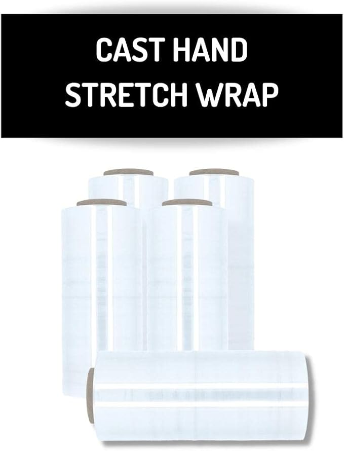 PSBM Stretch Wrap, 4 Pack, 18 Inch x 1500 Feet, 65 Gauge, Clear Plastic Cling, Cast Hand Stretch Film Rolls for Packaging Moving Packing Pallets