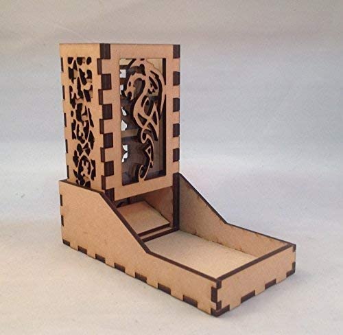 Dragon Mini Dice Tower v4 Clear Acrylic Window Laser Cut MDF Unique Gift