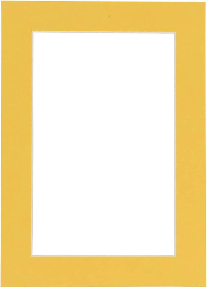 Poster Palooza 8x10 Mat Bevel Cut for 6x8 Photos - Acid Free Chamois Yellow Precut Matboard - For Pictures, Photos, Framing - 4-ply Thickness
