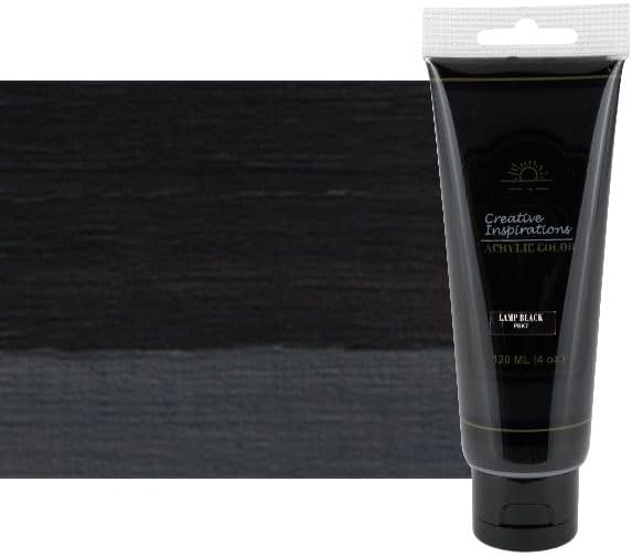 Creative Inspirations Acrylic Paint - Lamp Black - 120 mL Tube - Smooth & Creamy Consistency, Vibrant Pigmentation, Great Coverage for Artists - Clean Up with Soap & Water