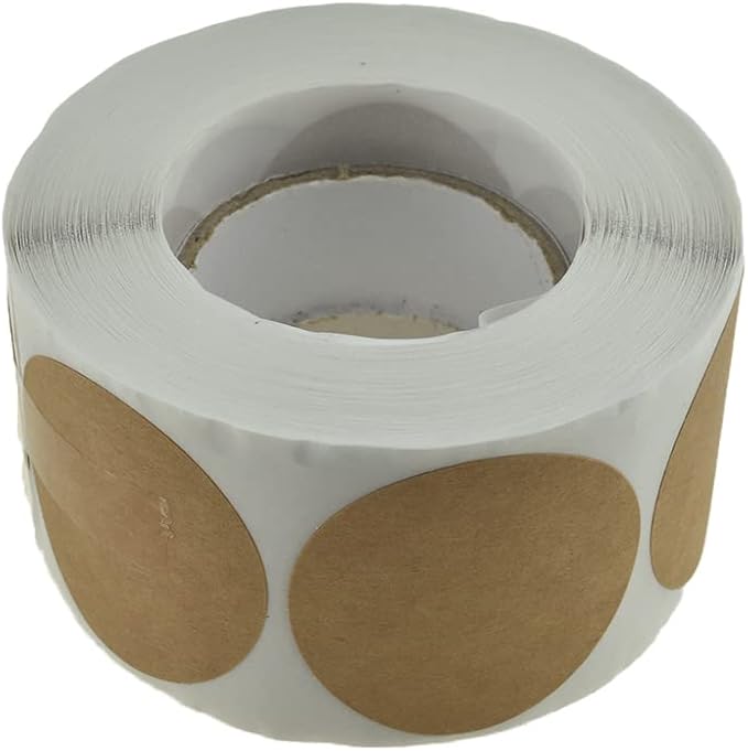 HAHIYO 1.5-Inch 500Pcs Natural Brown Kraft Round Label - Blank Adhesive Sticker to Write On for Jar, Canning, Price Tag, Store Organizing