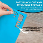 FreshCut Crafts 636 Pcs 1.5 in. Blue Bulletin Board Letters & Numbers, Capital Alphabet, Numbers, Punctuation, US Made Card Stock Punch Out Letters for Posters, Bulletin Boards, Classroom