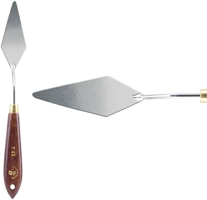 Creative Mark Stainless Steel Palette Knife Painting Tools - Paint Palette with Wooden Handle - Variety of Shapes and Sizes - 42T, 3-1/4 in