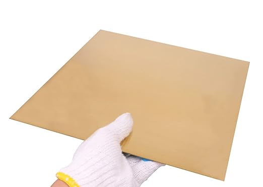 1 Pcs C280 Brass Sheet, 11.8" x 11.8", 18 Gauge(0.04"/1.02mm) Thickness, No Scratches, Protective Film on Both Sides