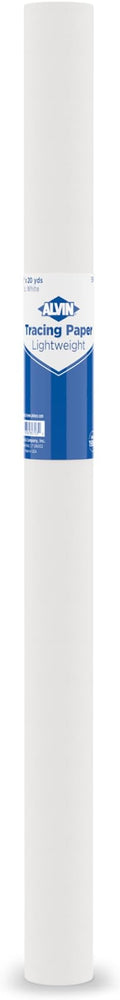 ALVIN 55W-C Lightweight Tracing Paper Roll, White, Suitable with Ink, Charcoal, Felt Tip Pen, for Sketching or Detailing - 18 Inches, 20 Yards, 1-inch Core