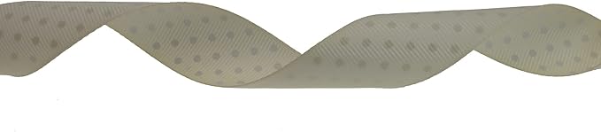 Polka Dot Grosgrain Ribbon 25 Yard Each Roll 100% Polyester (1", Beige)