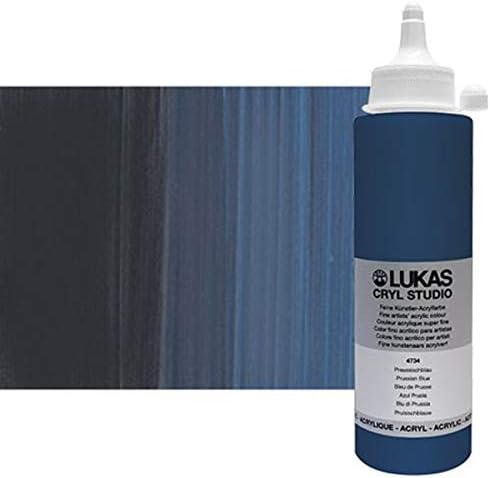 LUKAS CRYL Studio Artists Paint High Pigment Concentration Paint - 250 ml Bottle - Prussian Blue