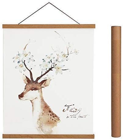 Artmag Magnetic Poster Hanger Frame, 39x27 39x13 39x22 Light Wood Wooden Magnet Canvas Artwork Print Poster Hangers Frames Hanging Kit (Teak Wood, 39")