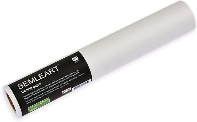 SEMLEART Artit's Tracing Paper roll,32lb/50gsm,17.5 inch x 25 Yard,Translucent Tracing Paper for Pencil, Marker and Ink - Trace Images, Sketching,Drawing