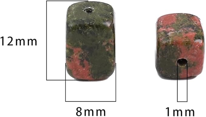 Natural Unakite Cuboid Stone Loose Semi Gemstone Beads for Jewelry Making 8mmx12mm 38cm/Strand