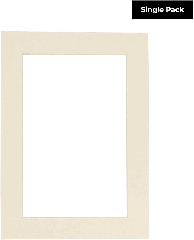 8.5x11 Mat Bevel Cut for 7x9 Photos - Acid Free Textured Cream Precut Matboard With Backing Board and Crystal Clear, Self Seal Photo Mat Bag - For Pictures, Photos, Framing - 4-ply Thickness