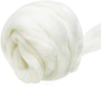 3.53oz Wool Roving Yarn, Wool Felting Supplies, Pure Wools, Chunky Yarn, Spinning Wool Roving for Needle Felting Wet Felting DIY Hand Spinning (White)