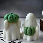 Ghost Holding Pumpkin Resin Mold, Halloween Candle Making Molds Fun Kit Cute Ghost and Pumpkin Epoxy Resin Molds Silicone DIY Craft