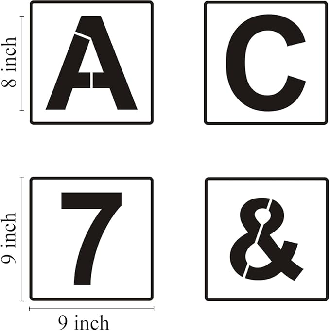 Alphabet Letter and Number Stencils 9 Inch - 40 Pack Large Letters and Numbers Stencil Templates with Signs for Painting on Wood, Reusable Letter Stencils for Chalkboard Signs & Wood Wall Art