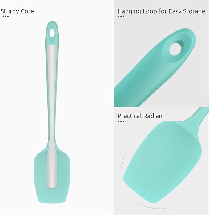 600ºF Heat Resistant Silicone Spatulas: U-Taste Upgraded Flexible Food Grade Silicon Baking Scraper, Sturdy Rubber Kitchen Cooking Mixing Utensils for Nonstick Cookware Set of 4 (Multicolors)