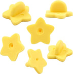 100 Pack Star Shape Rubber Pin Backs, Lapel Pin Backing Locking Pin Keepers, Brooch Holder for Uniform Badge Hat Tie（Yellow）