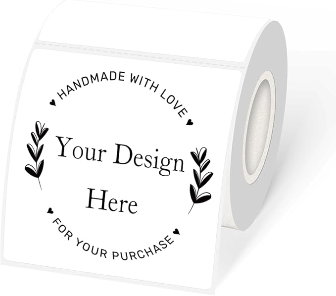 White Square Thermal Labels Stickers 3 x 3 Inch, Self-Adhesive Waterproof Square Direct Thermal Labels Stickers, Perforation Line Design- 300PCS